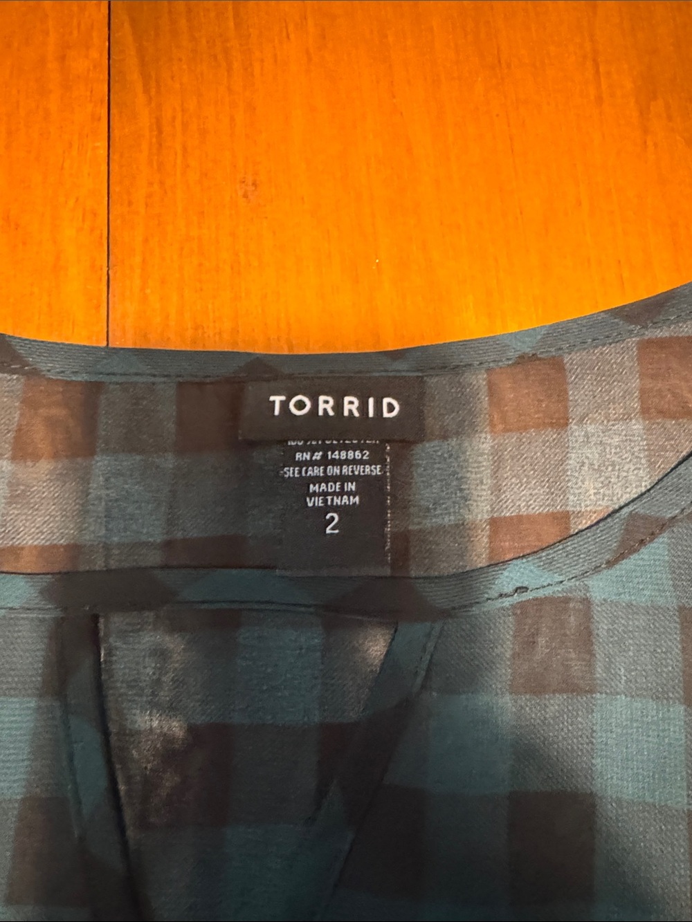 torrid Teal and Black Checked Peplum Top - Picture 2 of 7